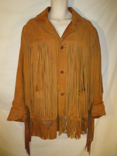   Late 40s/50s BERMAN BUCKSKIN Western Tassel Leather Mens 38 Jacket