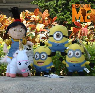 Despicable Me Plush Character Toy 3 Minions & Unicorn & Agnes Stuffed 