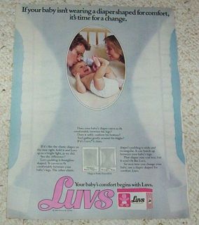 1983 Luvs Diapers baby shaped diaper VINTAGE print AD
