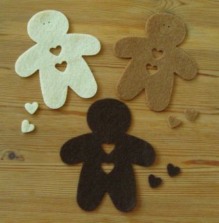 12   Felt Die Cuts   Gingerbread Man   new Colours   Topper   Cards 