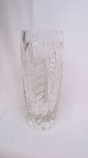 STUNNING 1930 50s ART DECO WEBB CORBETT LEAF DESIGN CUT GLASS VASE