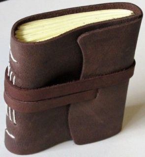 Rugged Leather Pocket Journal Diary Handmade Paper 3x4