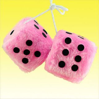 PINK FUZZY DICE CAR TRUCK TO HANGER YOUR MIRROR