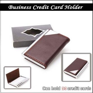 Aluminum and PU Business Credit ID Name Card Holder Case Wallet Coffee 