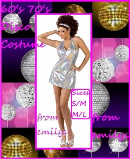 Ladies 70s Fancy Dress Costume Disco Ball Dancing Diva Retro Go Go 