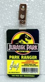 Jurassic Park ID Badge Park Ranger Dinosaur Expert