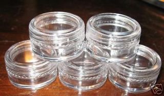 100 cosmetic jars 3 gram sample jar clear lid w/labels