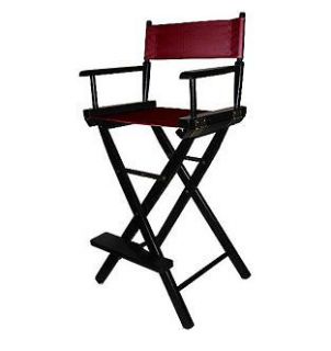 Celebrity Style Directors Chair Seat Stool 30 Tall Black Wood 