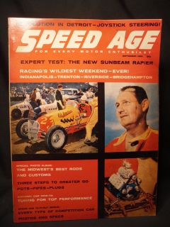 Vintage Speed Age, Indianapolis 500, Dirt Track Racing, Sept. 1958