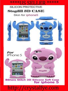 Disney Lilo and Stitch Blue/Pink Iphone 5 5G Phone Case w/ free screen 