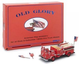 Code 3 1/64 Old Glory US Flags Set   Dress Up Your Model Fire Truck