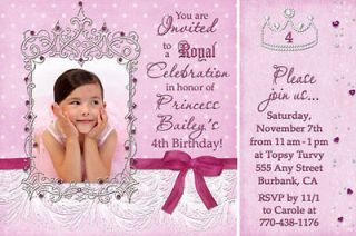 Princess Photo Birthday Party Disney Invitations & FREE Thank You Card 