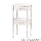   country shabby side table shelf chic distressed white wood ornate