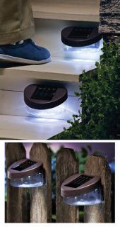 NEW SET OF 2 SOLAR DECK STAIRS STEPS GATE PORCH OR FENCE MOUNT LED 