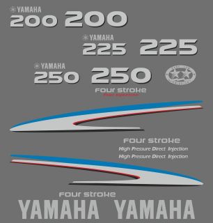 Yamaha outboard 4 Four Stroke OR HPDI 200/225/250 Hp custom decals 