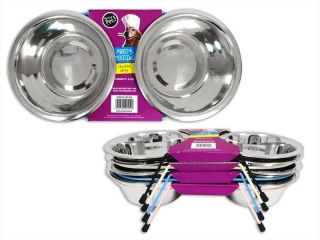   GET 4STAINLESS STEEL RAISED DOG PET CAT TWIN FOOD WATER FEEDING BOWLS