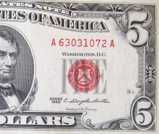 1963 $5 Dollar Bill Red Seal Note ***MORE CURRENCY FOR SALE***