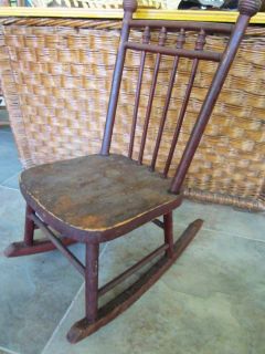  Childs Size Rocking Chair Kids Farm Old Wood Primitive Wicker Country