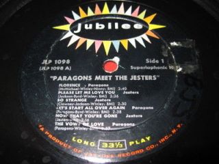 PARAGONS MEET THE JESTERS LP RARE DOO WOP JUBILEE 1098