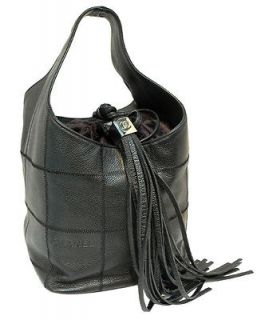   CHANEL Black Caviar Leather Drawstring Bucket Tote Bag Purse w/Tassel