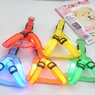  Dog Pet Belt Harness 5 Colors Glow LED Flashing Light 3 Mode Leash 