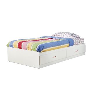   Size Platform Day Bed Frame in White Finish with 2 Storage Drawers