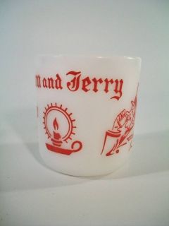 Vintage Hazel Atlas Milk Glass Cup Tom and Jerry Drink
