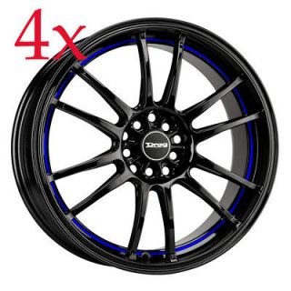 Drag Wheels DR 38 17x8 5x100 5x114.3 et47 Black w/ Blue Stripe Rims TC 