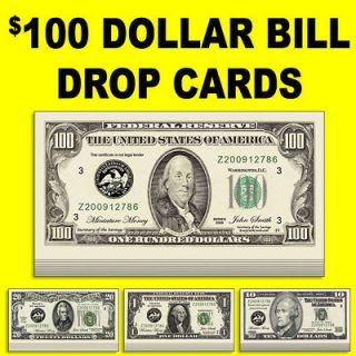 5000   Dollar Bill Drop Cards Your Custom Message On The Back 
