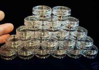   100 Small Clear Plastic Acrylic Jars Pots Containers Lids 5 ml