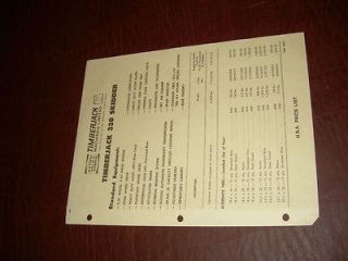 TIMBERJACK PRICE SHEET 1969 330 GRAPPLE SKIDDER BROCHURE ORIGINAL 