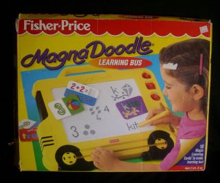VINTAGE FISHER PRICE MAGNA DOODLE LEARNING BUS 1997 100% COMPLETE IN 