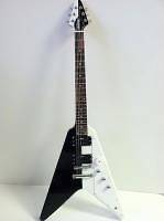 Galveston Flying V Electric Guitar Black and White SCORPION finnish 