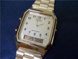 Dual Time Retro Design CASIO Gold Tone Men Analog Watch