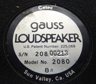 Vintage Pro Audio Gauss Horn Driver 2080 Original Phenolic Diaphragm 