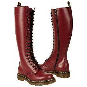 Dr. Martens Womens 1B60 Knee High Leather 20 Eye Work Boots Cherry 