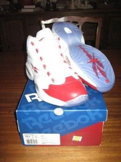 Reebok Question Mid White Pearlized Red Toe sz 10.5 DS 2012 Allen 