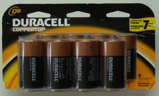   Sealed Pack of 8 D8 DURACELL® COPPERTOP 1.5v D Alkaline Batteries
