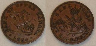 1854 BANK OF UPPER CANADA HALF PENNY COIN CANADIAN HERITAGE ST GEORGE 