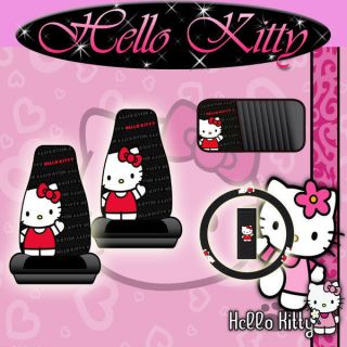   HELLO KITTY WAVE CD DVD VISOR ORGANIZER FRONT SEAT COVERS WHEEL COVER
