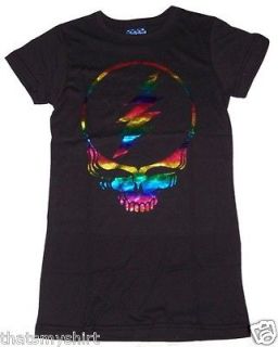 New Authentic Junk Food Grateful Dead Rainbow Foil Juniors T Shirt