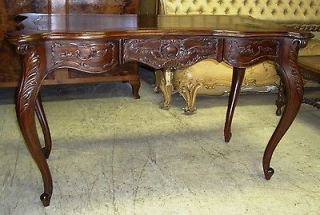   Style Country French Louis XV Carved Ladies Writing Desk Leather Top