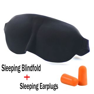 Sleeping Eye Mask Blindfold + Earplugs Shade Travel Sleep aid Cover 