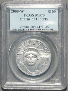 2008 W $100 Statue of Liberty PCGS MS 70 Platinum Eagle