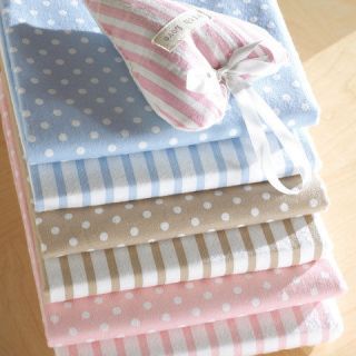 Blue & White Spots or Stripes Mix & Match Flannelette Bedding / Bed 
