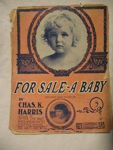 1906 For Sale a Baby Piano Sheet Music Chas K Harris