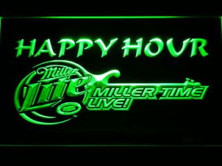 606 g Miller Lite Guitar Happy Hour Bar Beer Neon Sign