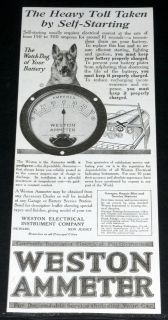 1919 OLD MAGAZINE PRINT AD, WESTON AMMETER, THE WATCH DOG OF YOUR 