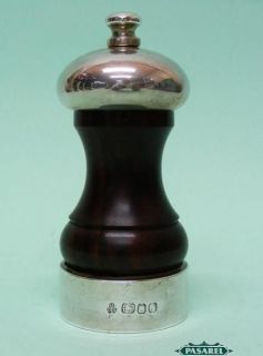 Sterling Silver Wood Pepper Grinder Peppermill M.C. Hersey & Son 