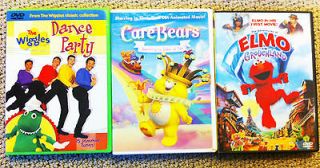 WIGGLES DANCE PARTY, CARE BEARS JOKE A LOT, ELMO IN GROUCHLAND DVDs